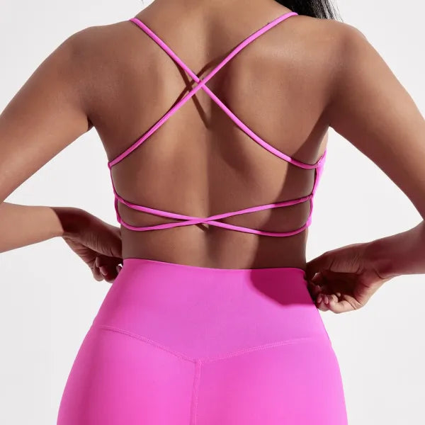 Top Fitness Feminino Alças Cruzadas com Bojo Academia