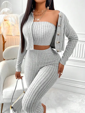 Conjunto 3 Peças Regata + Cardigan + Legging Premium