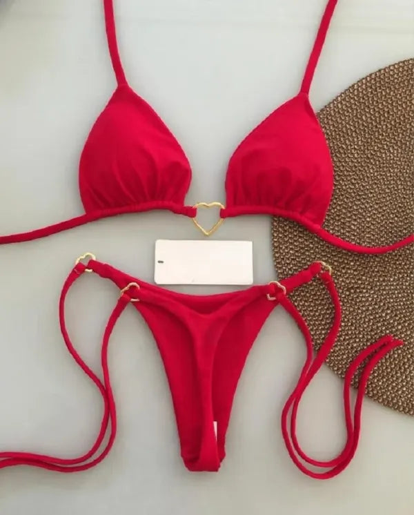 Biquíni Feminino Halter Triângulo Tanga Brasileira