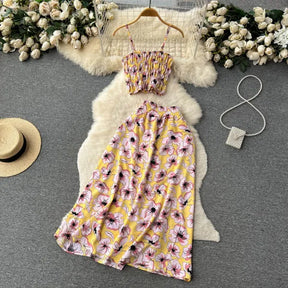 Conjunto Top e Saia Floral — Férias na Praia