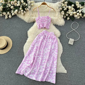 Conjunto Top e Saia Floral — Férias na Praia