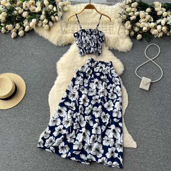 Conjunto Top e Saia Floral — Férias na Praia