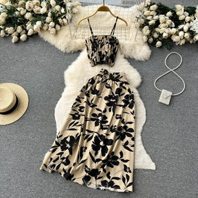 Conjunto Top e Saia Floral — Férias na Praia