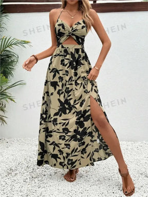 Vestido Halter Verão com Fenda — Moda Resort