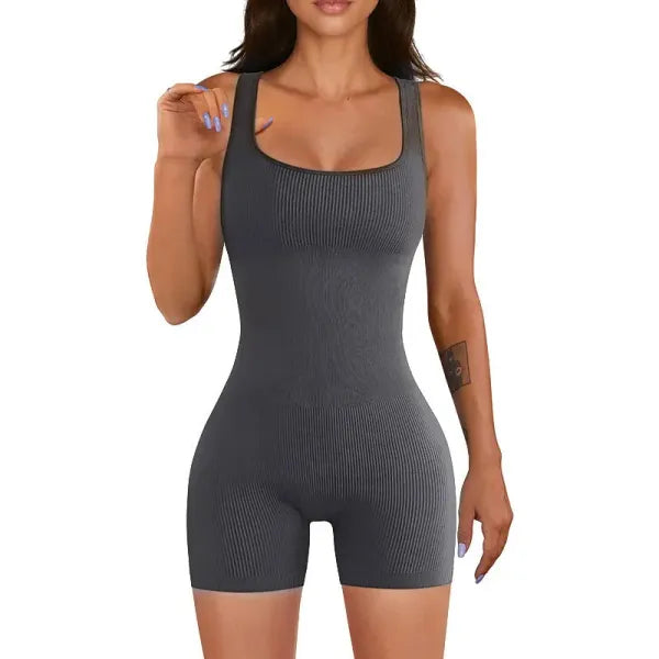 Sem mangas sem costas macacões feminino exercício yoga macacão ternos esportivos fitness wear correndo roupas de uma peça bodysuit sólido
