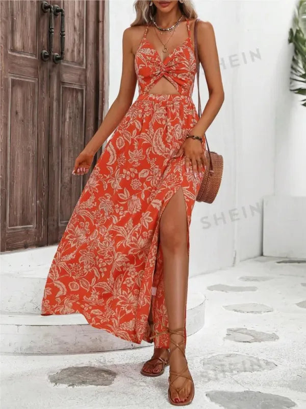 Vestido Halter Verão com Fenda — Moda Resort