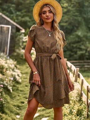 Vestido Floral Cintura Alta Feminino — Casual Verão Premium