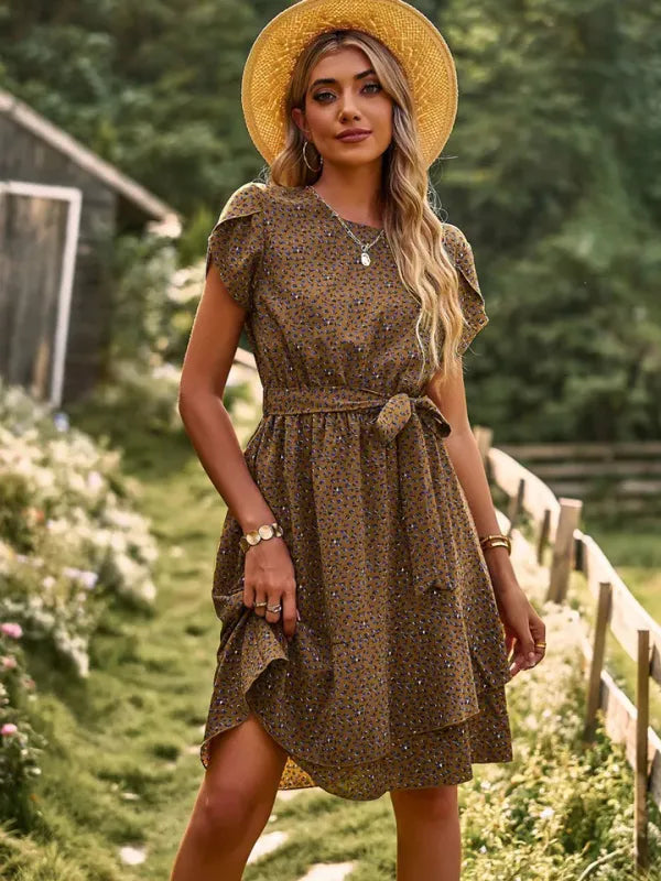 Vestido Floral Cintura Alta Feminino — Casual Verão Premium