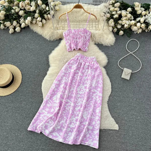 Conjunto Top e Saia Floral — Férias na Praia