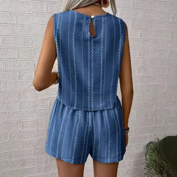 Conjunto Colete e Shorts Listrado Verão 2025 | Moda Casual