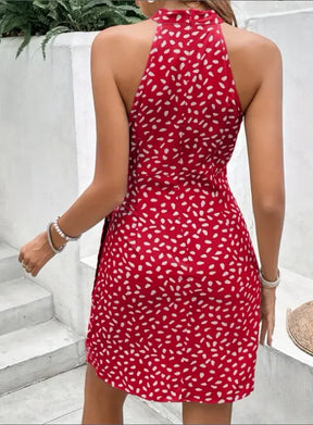 Vestido Halter Vermelho Elegante | Caimento Fluido