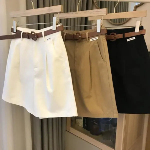 Shorts Feminino Perna Larga Algodão Casual Elegante