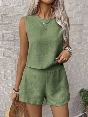 Conjunto Top e Shorts Feminino Sem Mangas | Moda Casual 2026