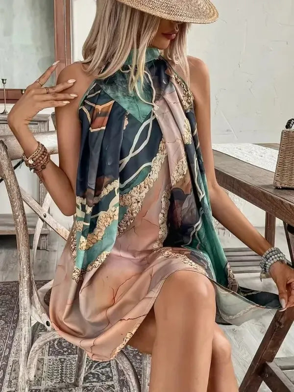 Vestido Mini Listrado Sem Mangas — Caimento Fluido Premium