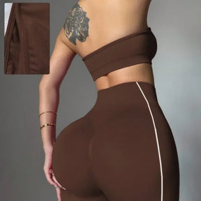 Conjunto Legging Yoga Sem Costura + Top Bandeau Feminino