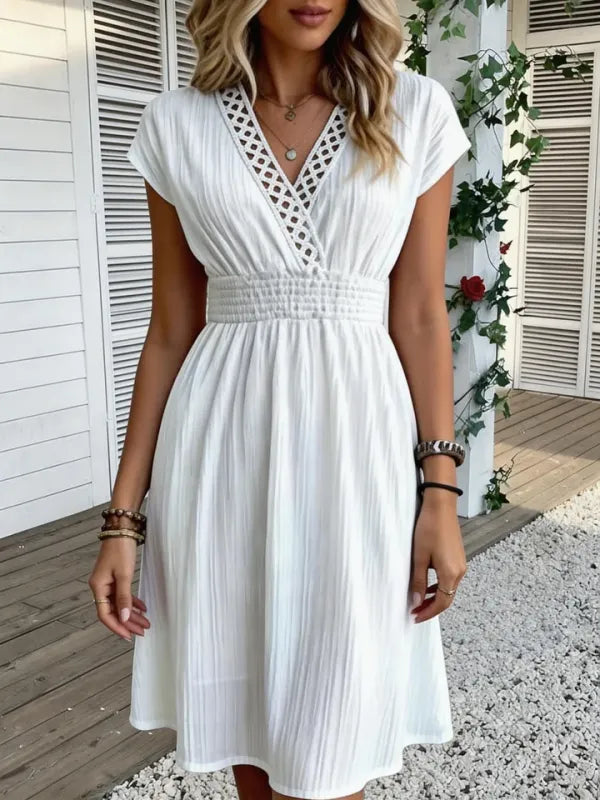 Vestido Renda Francesa Decote V | Beach Resort