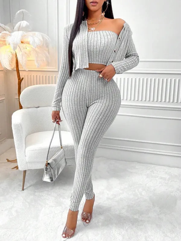 Conjunto 3 Peças Regata + Cardigan + Legging Premium