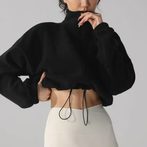 Jaqueta Feminina Cropped Velo com Zíper — Slim Fit Inverno