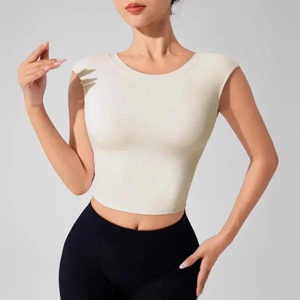 Camiseta Fitness Feminina Costas Abertas com Suporte