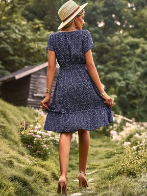 Vestido Floral Cintura Alta Feminino — Casual Verão Premium