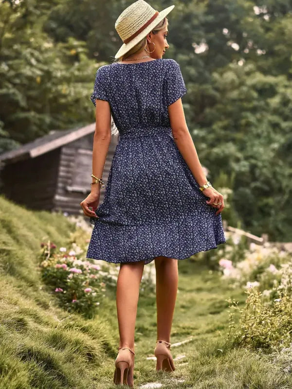 Vestido Floral Cintura Alta Feminino — Casual Verão Premium