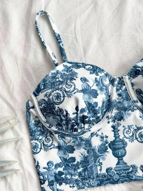 Vestido de Festa Resort 2 Peças — Estampado com Fenda Lateral Elegante