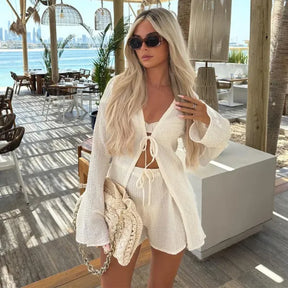 Conjunto Feminino 2 Peças Top + Shorts Malha Premium