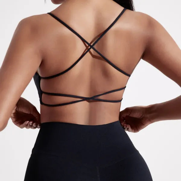 Top Fitness Feminino Alças Cruzadas com Bojo Academia