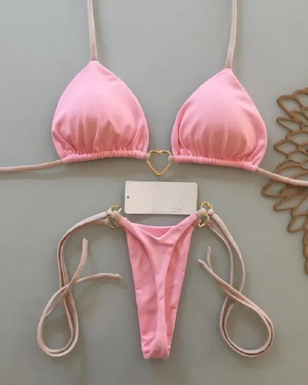 Biquíni Feminino Halter Triângulo Tanga Brasileira
