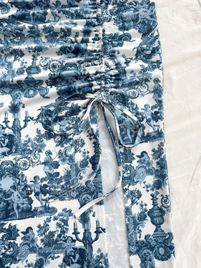 Vestido de Festa Resort 2 Peças — Estampado com Fenda Lateral Elegante