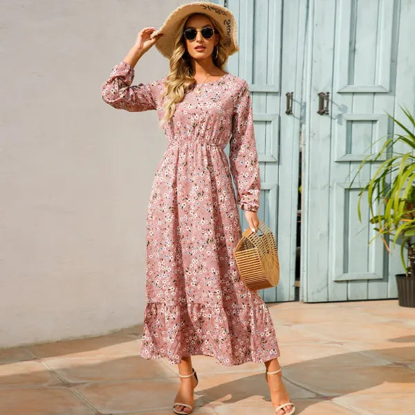 Vestido Longo Chiffon Floral Boho | Musa Brasil