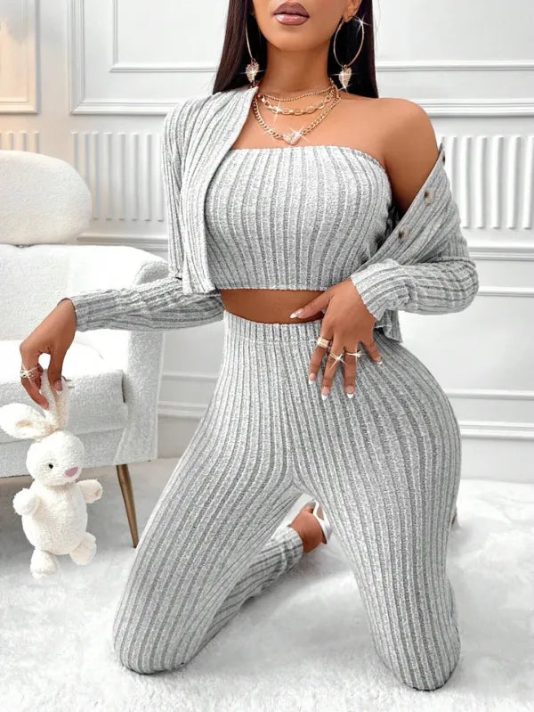 Conjunto 3 Peças Regata + Cardigan + Legging Premium