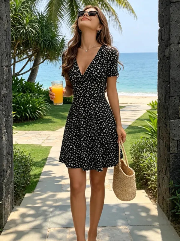 Vestido Floral Joelho — Elegância Casual Primavera Verão