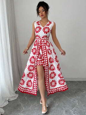 Macacão Feminino 2 em 1 Estampa Retrô — Moda Praia Elegante