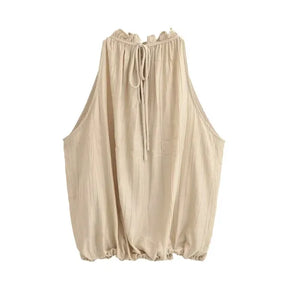 Conjunto Feminino Verão 2026 - Colete Cáqui com Miçangas