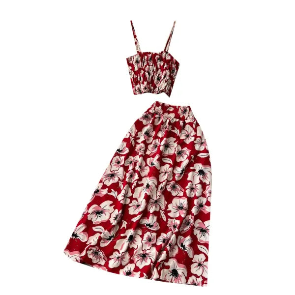 Conjunto Top e Saia Floral — Férias na Praia