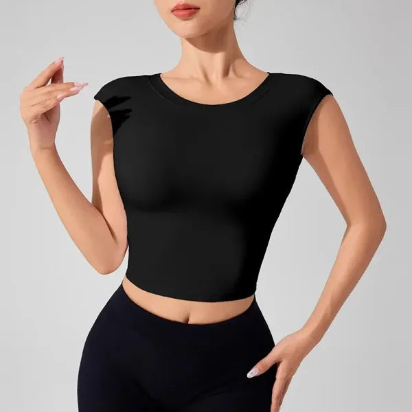 Camiseta Fitness Feminina Costas Abertas com Suporte