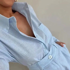 Conjunto Feminino 2 Peças Camisa + Shorts Casual Elegante
