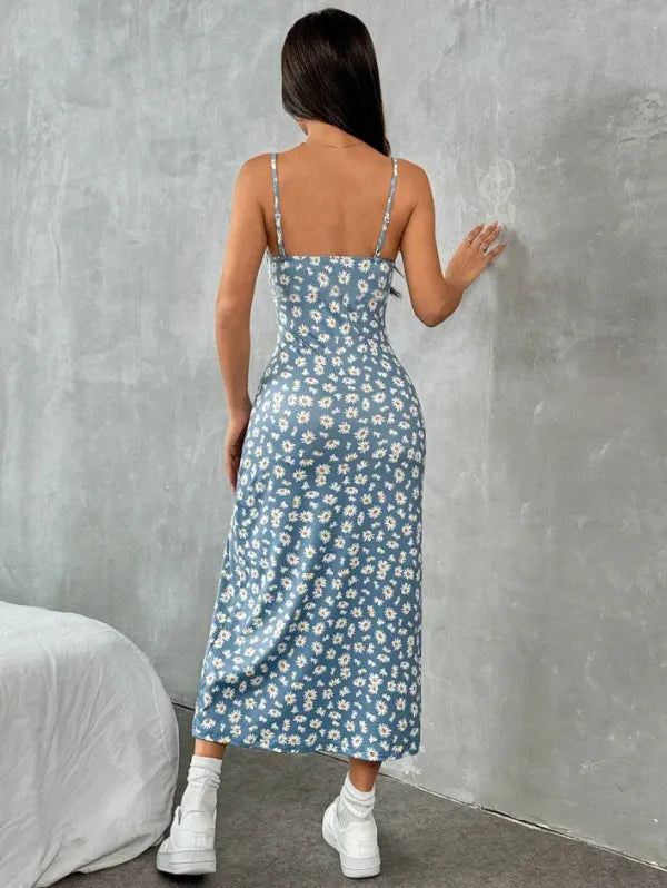 Vestido Maxi Envoltório Leopardo com Fenda — Resort Chic Outono 2025