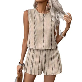 Conjunto Colete e Shorts Listrado Verão 2025 | Moda Casual