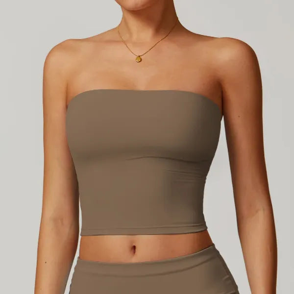 Top Esportivo Sem Alças Push Up Fitness e Yoga Feminino