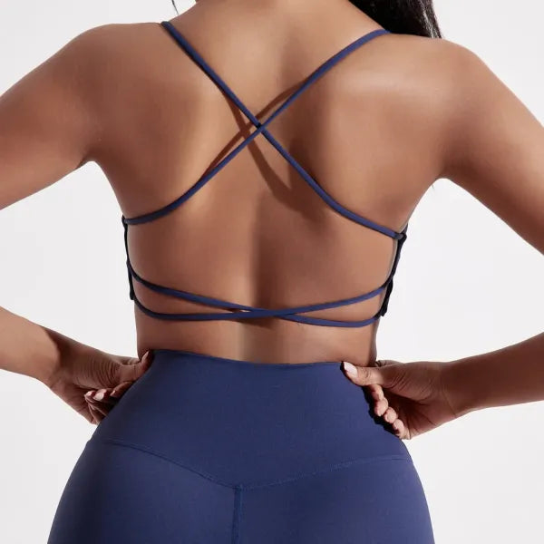 Top Fitness Feminino Alças Cruzadas com Bojo Academia