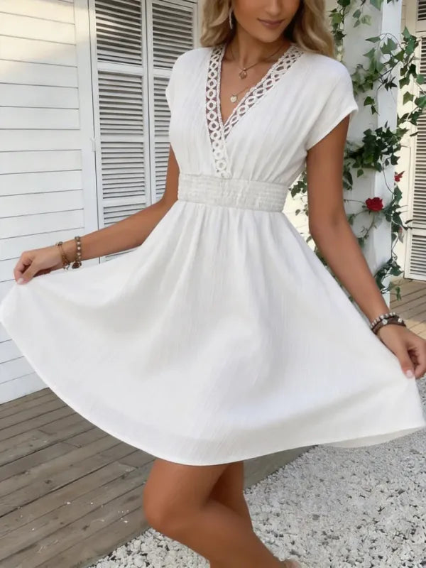 Vestido Renda Francesa Decote V | Beach Resort