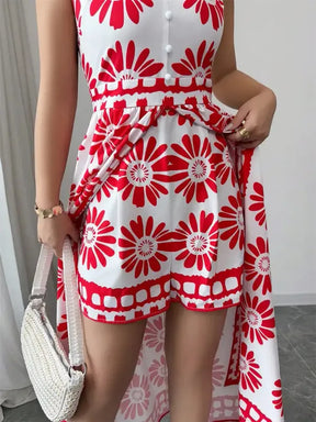 Macacão Feminino 2 em 1 Estampa Retrô — Moda Praia Elegante