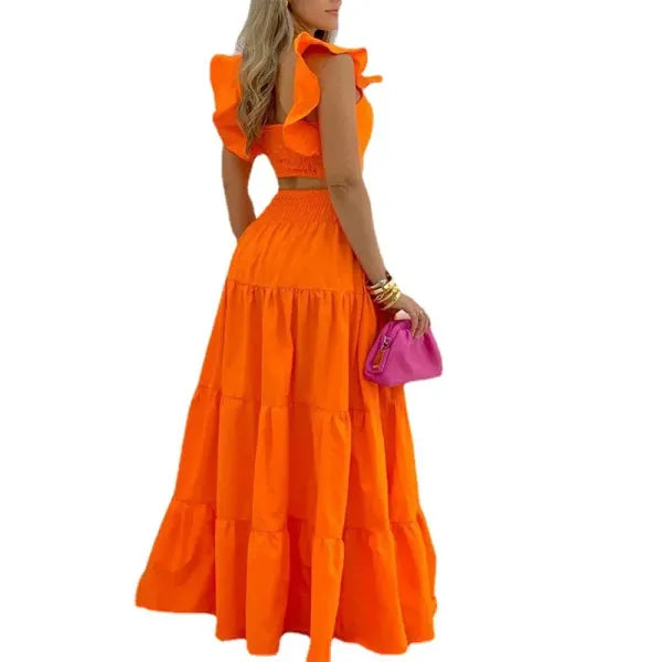 Conjunto Feminino Duas Peças Cropped e Saia — Verão Elegante