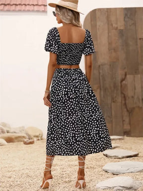 Conjunto Saia e Blusa com Decote V | Terno Casual Elegante