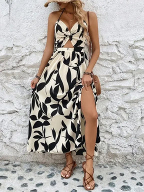 Vestido Halter Verão com Fenda — Moda Resort