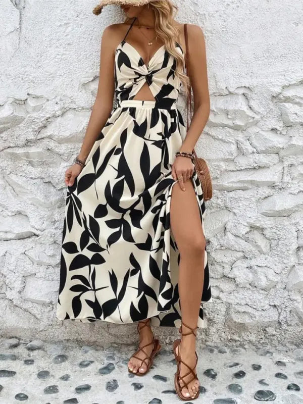 Vestido Halter Verão com Fenda — Moda Resort