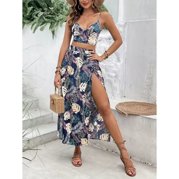 Conjunto Saia e Colete Estampado Feminino | Fenda Alta