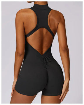 Macacão Fitness Feminino Scrunch Zíper Costas Abertas